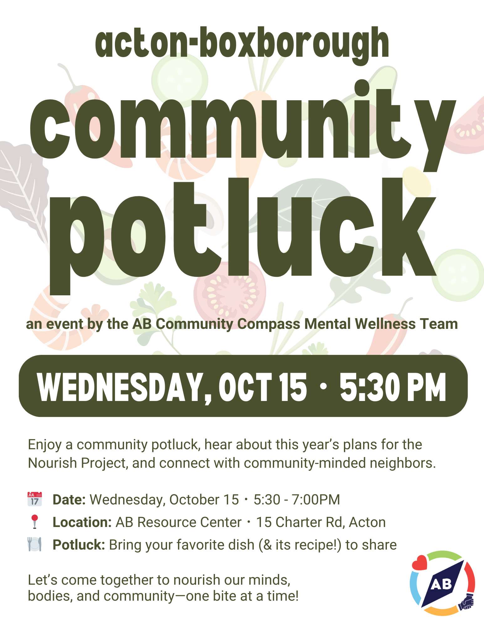 Community Potluck October 15 at AB Resource Center