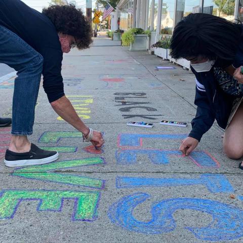 Jo and Pubali at Chalk the Walk